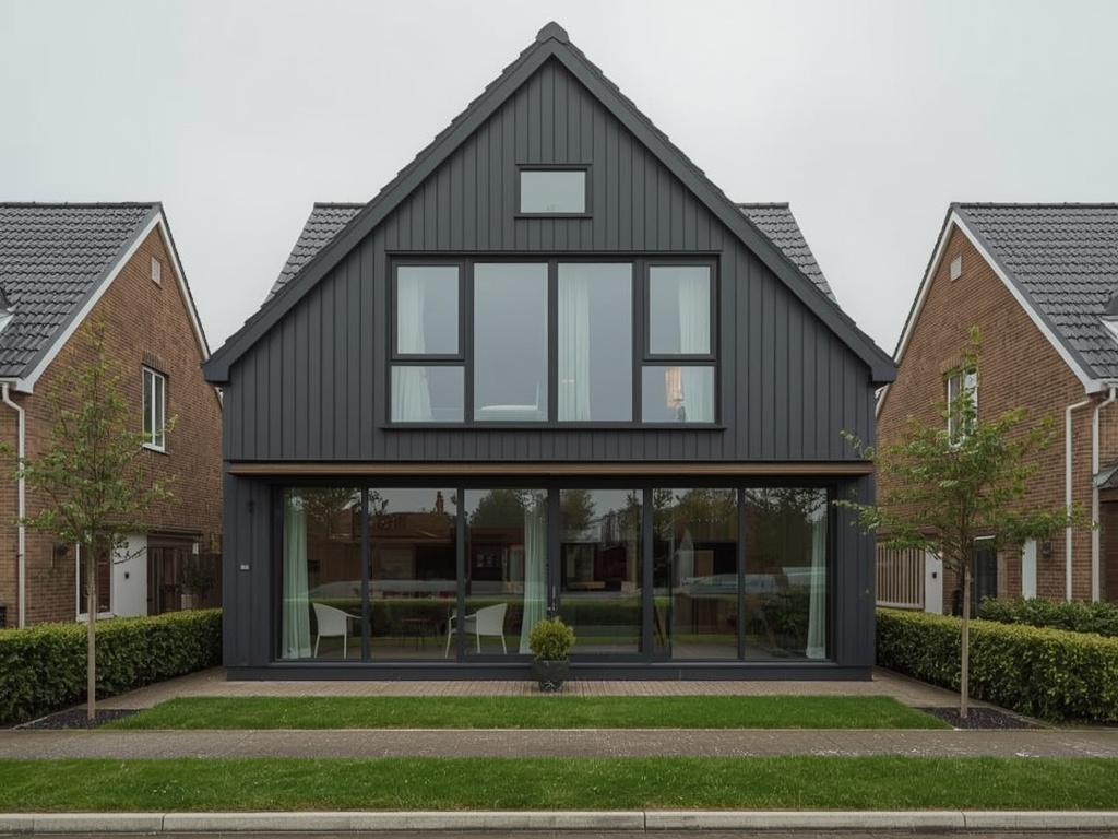 Nieuwbouwwoning in Zevenaar met antracietkleurige kunststof kozijnen en schuifpui