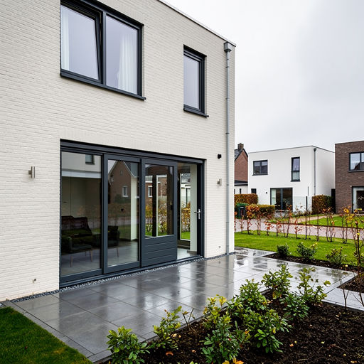 Nieuwbouwwoning in Rheden met antraciet kunststof kozijnen en schuifpui