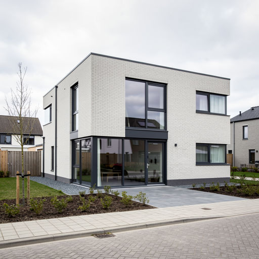 Nieuwbouwwoning in Arnhem met antraciet kunststof kozijnen en schuifpui