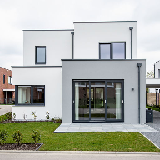 Nieuwbouwwoning in Didam met antraciet kunststof kozijnen en schuifpui naar de tuin