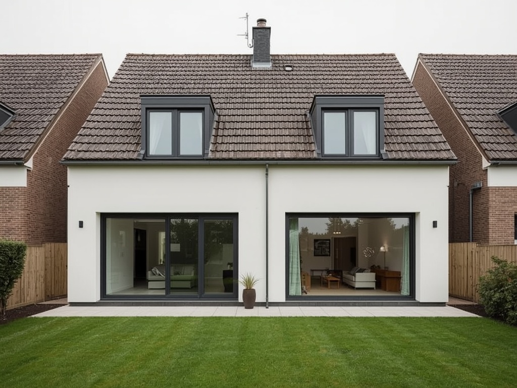 Nieuwbouwwoning in Rijnwaarden met antraciet kunststof kozijnen en schuifpui