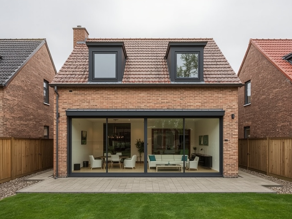 Vrijstaande woning in Loo met antraciet kunststof kozijnen en openslaande tuindeuren