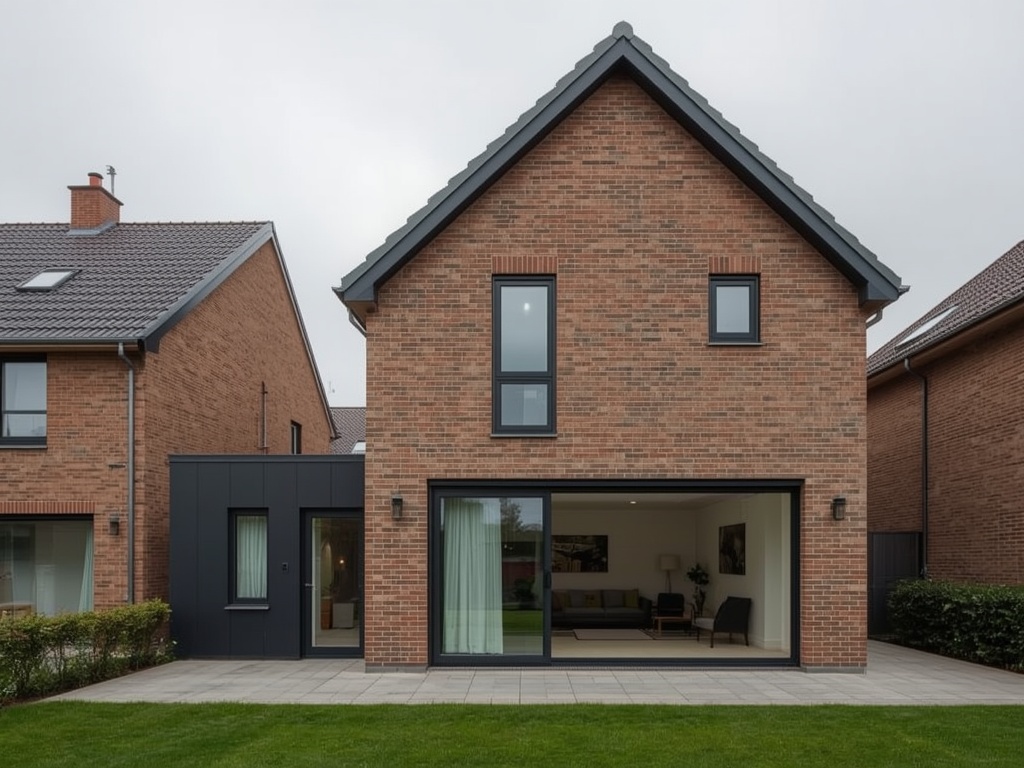 Nieuwbouwwoning in Doesburg met antraciet kunststof kozijnen en schuifpui