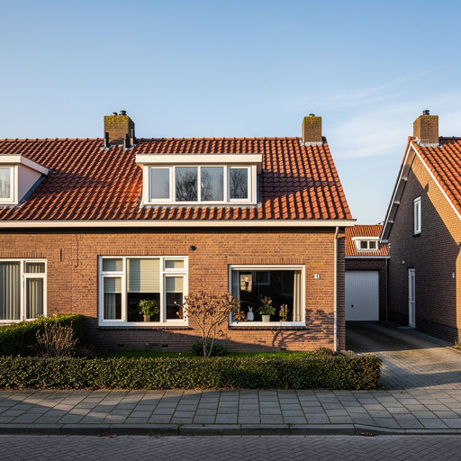 Twee-onder-een-kapwoning in Westervoort met nieuwe witte kunststof kozijnen nabij de Rijn