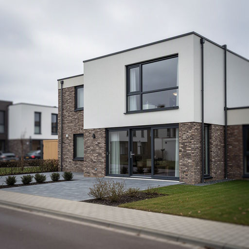 Moderne rijtjeswoningen in Didam met zwarte kunststof gevelkozijnen