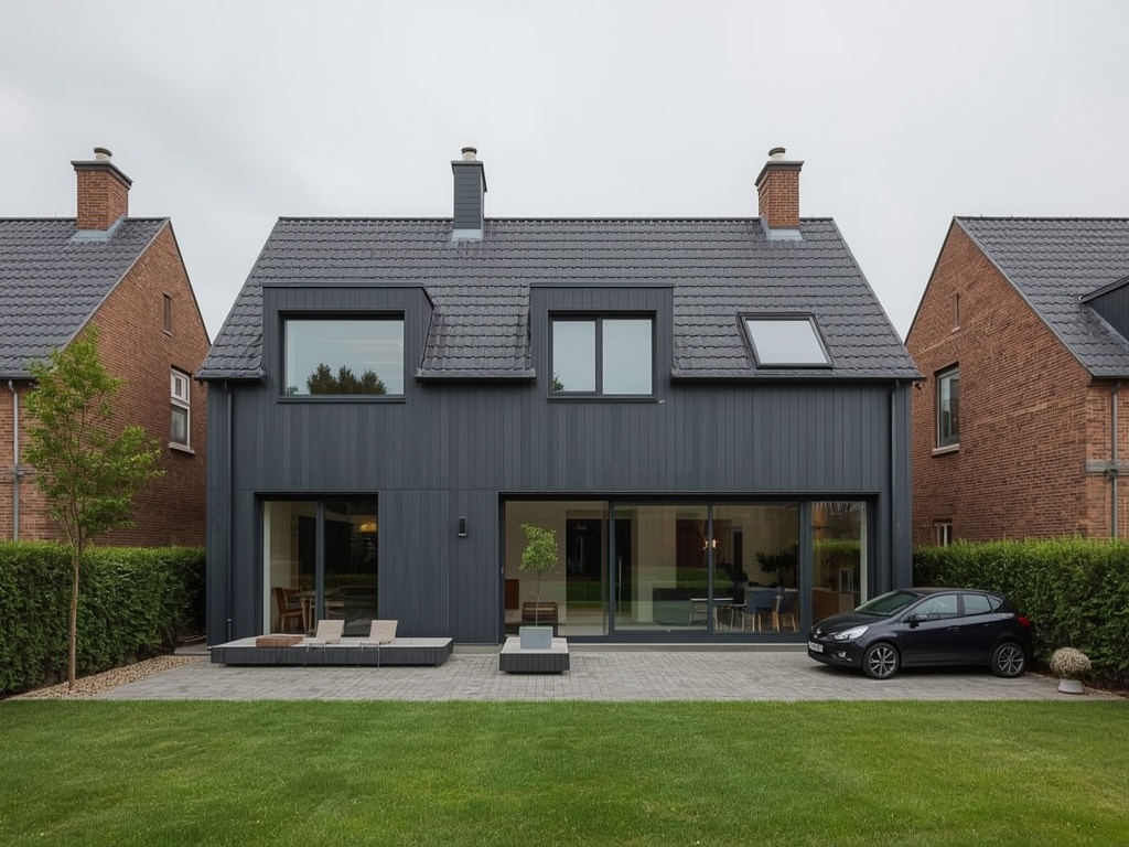 Nieuwbouwwoning in Duiven met antraciet kunststof kozijnen en schuifpui
