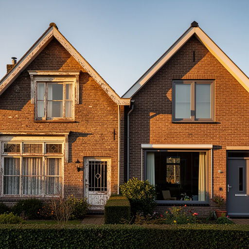 Monteur plaatst kunststof kozijnen bij een woning in Duiven