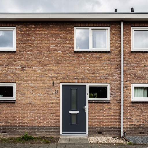Strakke kunststof voordeur aan een rijtjeswoning in Duiven