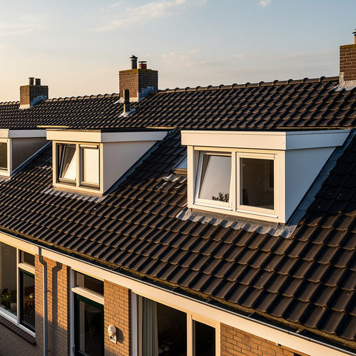 Kunststof dakraam in het schuine dak van een woning in Duiven